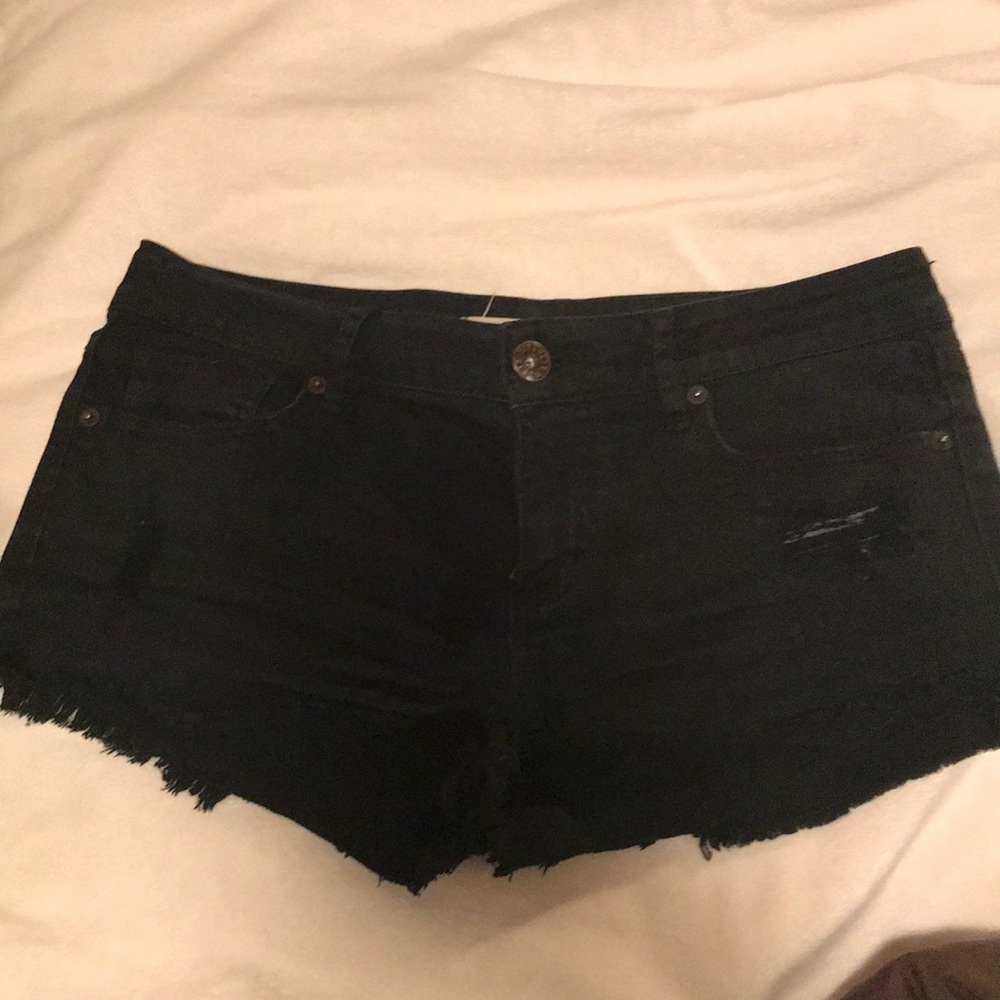 Black jean shorts